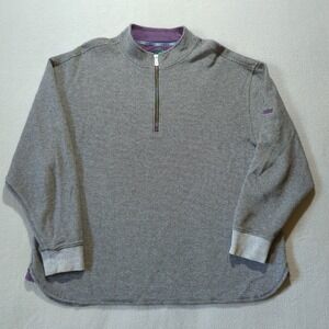 Robert Graham Sweater 2XL Gray Rainbow 1/4 Zip Waffle Knit Sleeve  Pullover‎